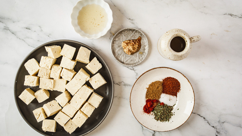 ingredients on white counter