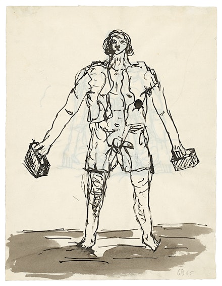 Georg Baselitz, <em>Rebel (Rebell)</em>, 1965. The Morgan Library & Museum. © 2022 Georg Baselitz. Photo: Jochen Littkemenn.