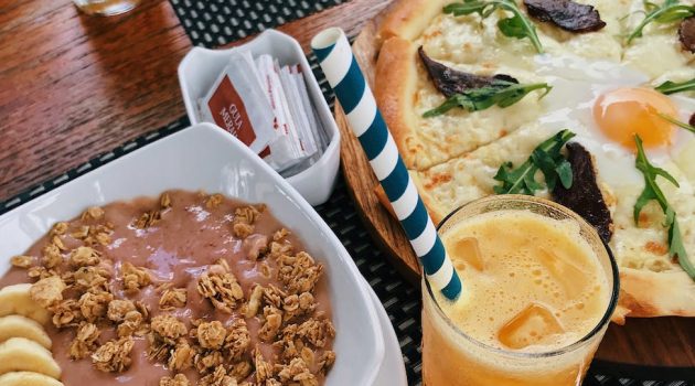 delicious foods on the wooden table