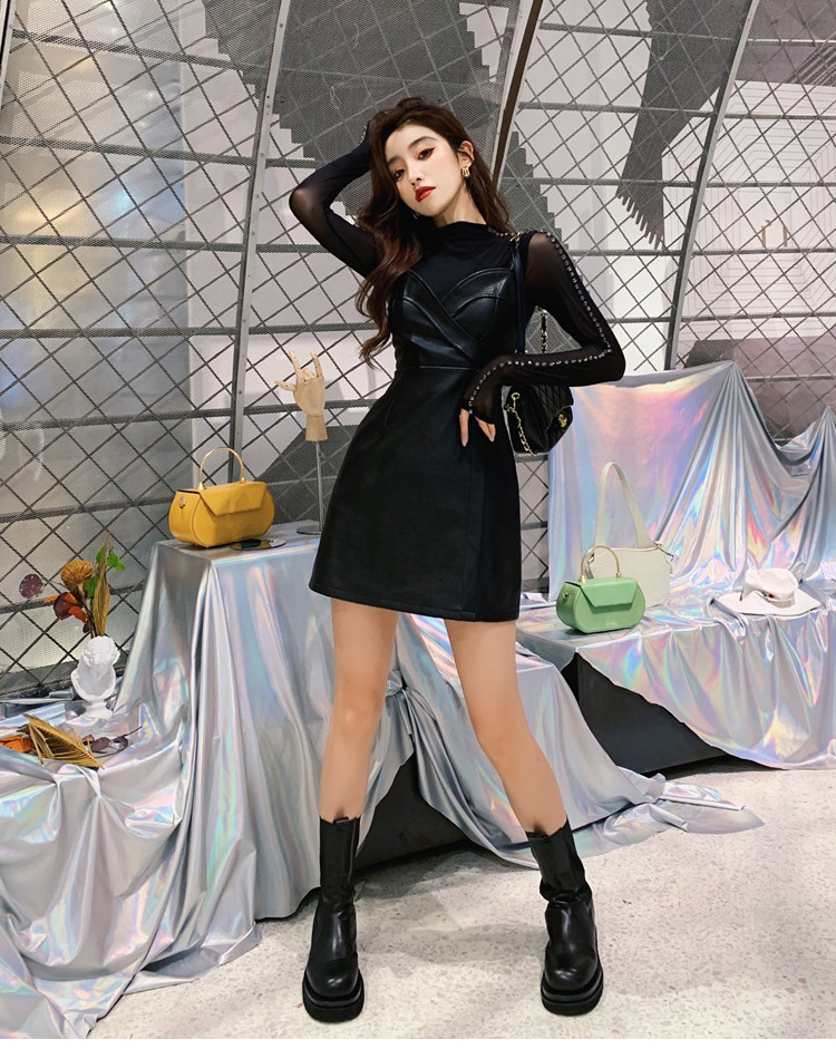 Malai Fashion Women One-piece Dress Korean Winter Spaghetti Strap Add Wool Upset Dress Black Velvet Wear Bead South Party Classy - Dresses - AliExpress